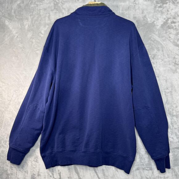 Polo Ralph Lauren Sweatshirt Mens 2XLT Tall Blue Mock Neck Henley Cotton Pocket - Picture 2 of 7
